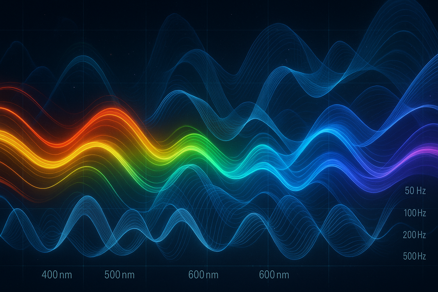 an image that expresses frequency of light and sound