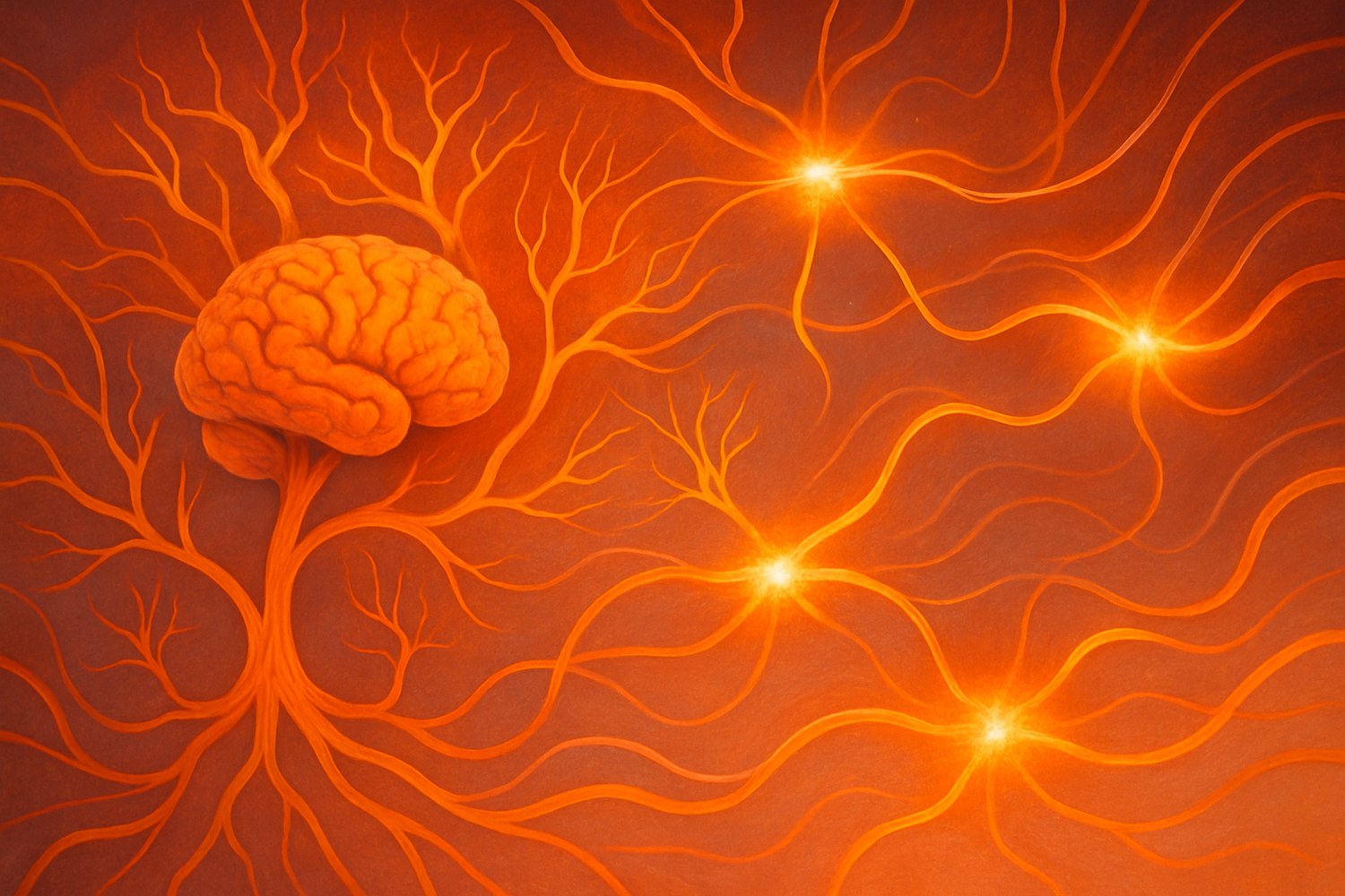 image expressing neuroplasticity with a colour scheme that includes orange
