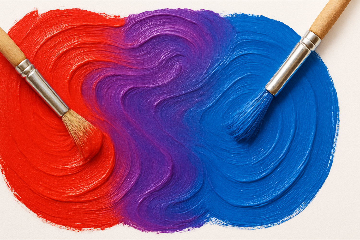 mixing red and blue to create purple