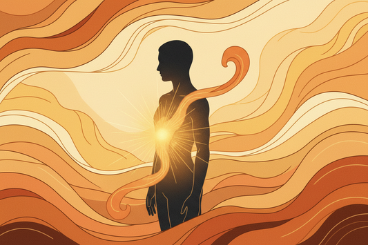 Image of a figure with illuminated light around their sacral authority area